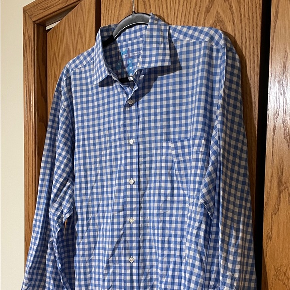 Classic Blue Gingham Men's Button-Down Shirt - Picture 2 of 7